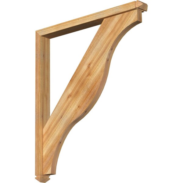 Ekena Millwork Funston Arts and Crafts Rough Sawn Bracket w/ Offset Brace, Western Red Cedar, 4"W x 38"D x 44"H BKT0402X38X44FST03RWR - main